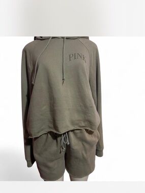 PINK Victoria's Secret Olive Green Fleece Hoodie Set